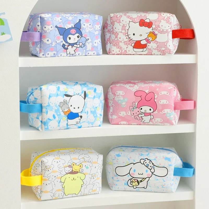 Sanrio bolsa de cosméticos Cinnamoroll Kuromi My Melody estuche para lápices monedero bolsas de maquillaje juguetes regalos para niñas