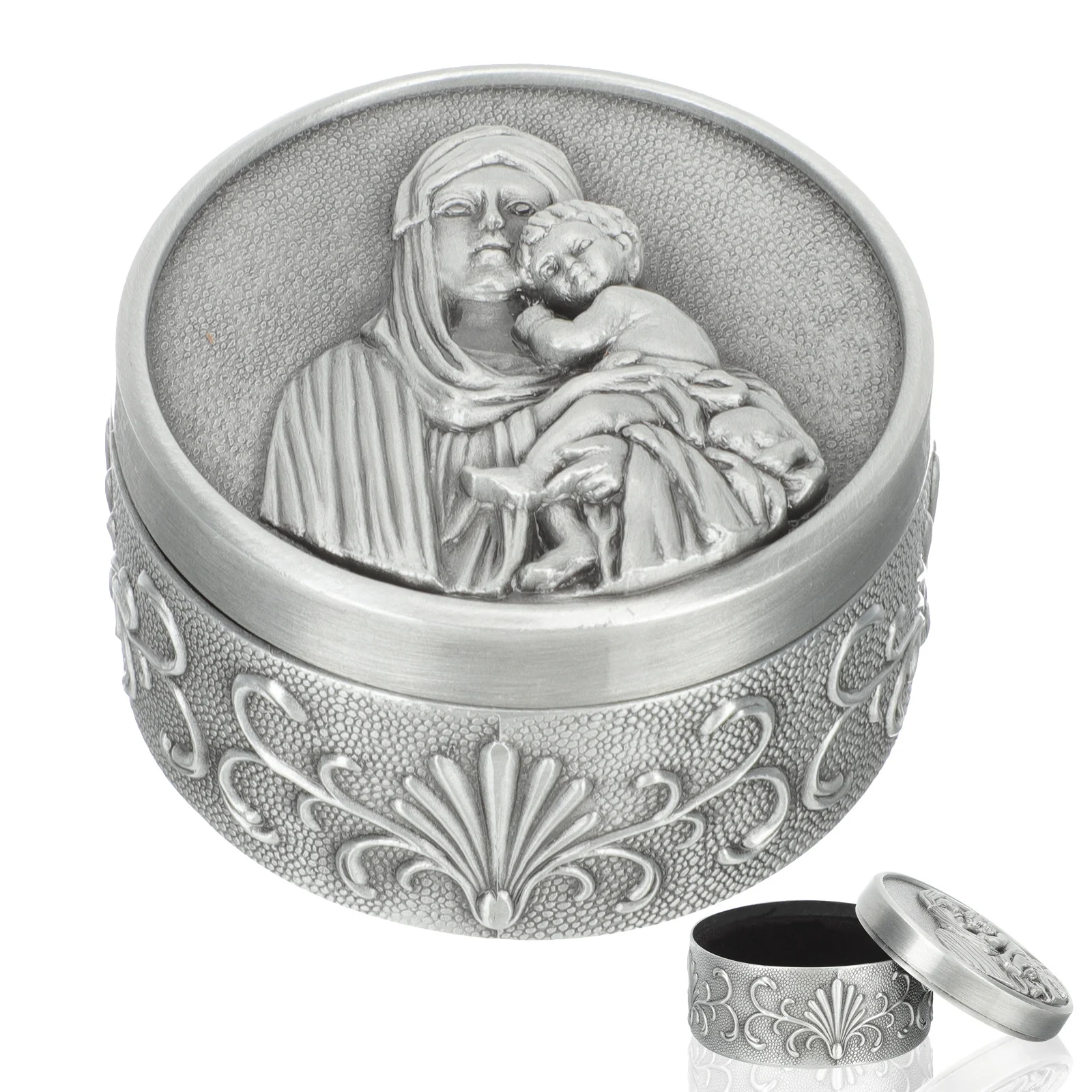 

Zinc Alloy Retro Vintage Jewelry Box Round Organizer Small Organizer for Rings Earrings Necklaces Jewelry Storage Box