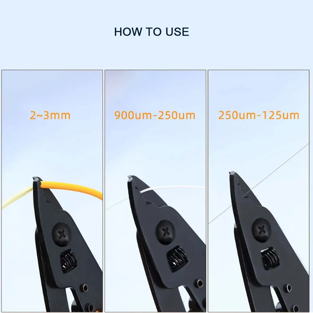 Três portas fibra óptica stripper, descascamento alicates, cortador de fio, ftth ferramentas, cfs-3