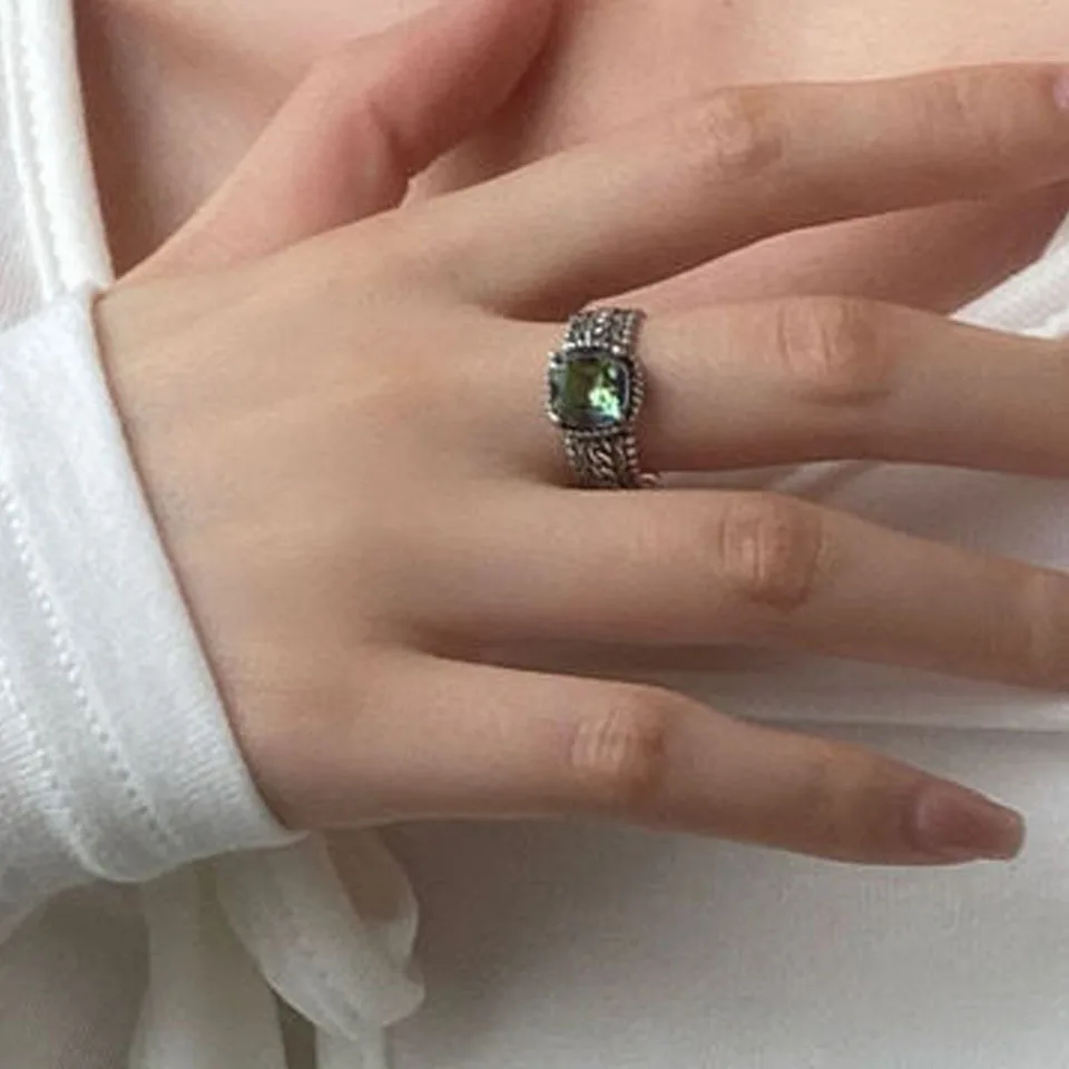 925 Sterling Silver Colour Zircon Adjustable Rings For Women Wedding Vintage Luxury Jewelry Wholesale Accessories Jewellery
