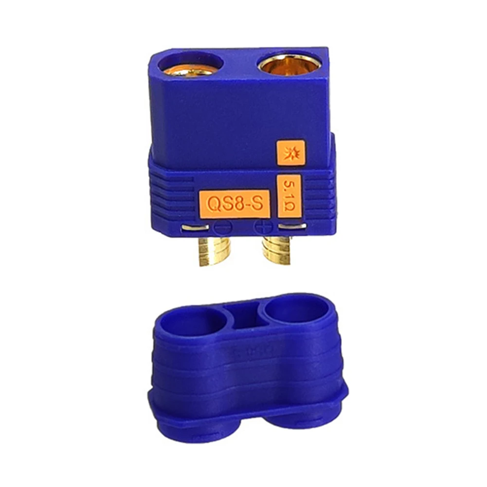 Large Energy Plug QS8-S Connector 8-10AWG Wire Gauge Gold-plated Copper High Current Rating Nylon Construction Color: Blue