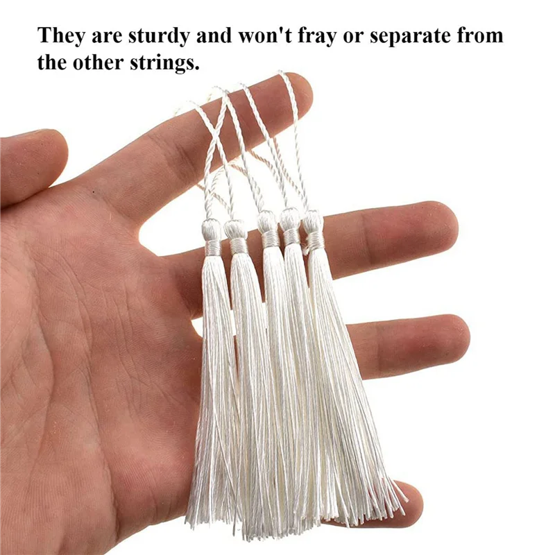 ABGG-200Pcs White 13Cm/5-Inch Handmade Soft Tassels Floss Bookmark Tassels For Jewelry Making, DIY Projects, Bookmarks
