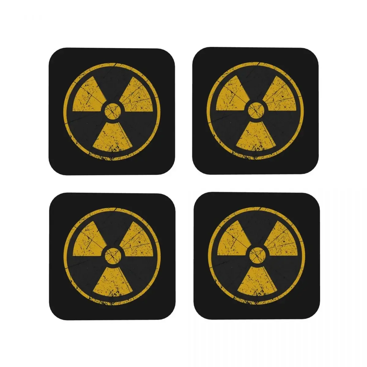 Radiation Logo Vintage Style Coasters Coffee Mat Set of 4 Placemats Mug Tableware Decoration & Accessories Pads for Home Kitchen