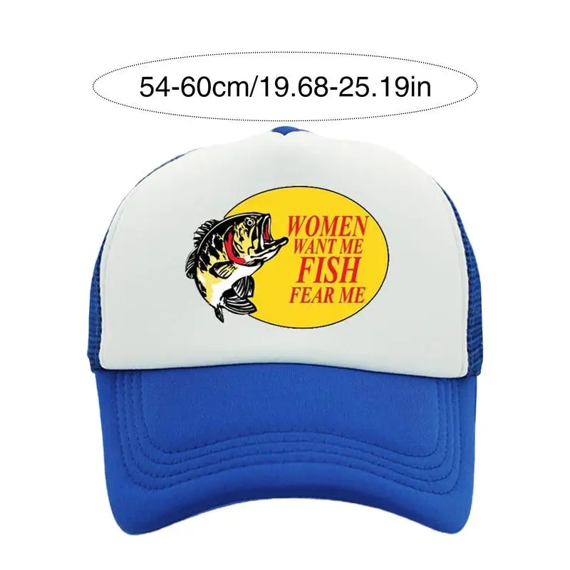 Fashionable Fishing Hat Women Want Me Fish Fear Me Funny Printed Caps Sunshade Baseball Caps For Men Outdoor Fishing Camping