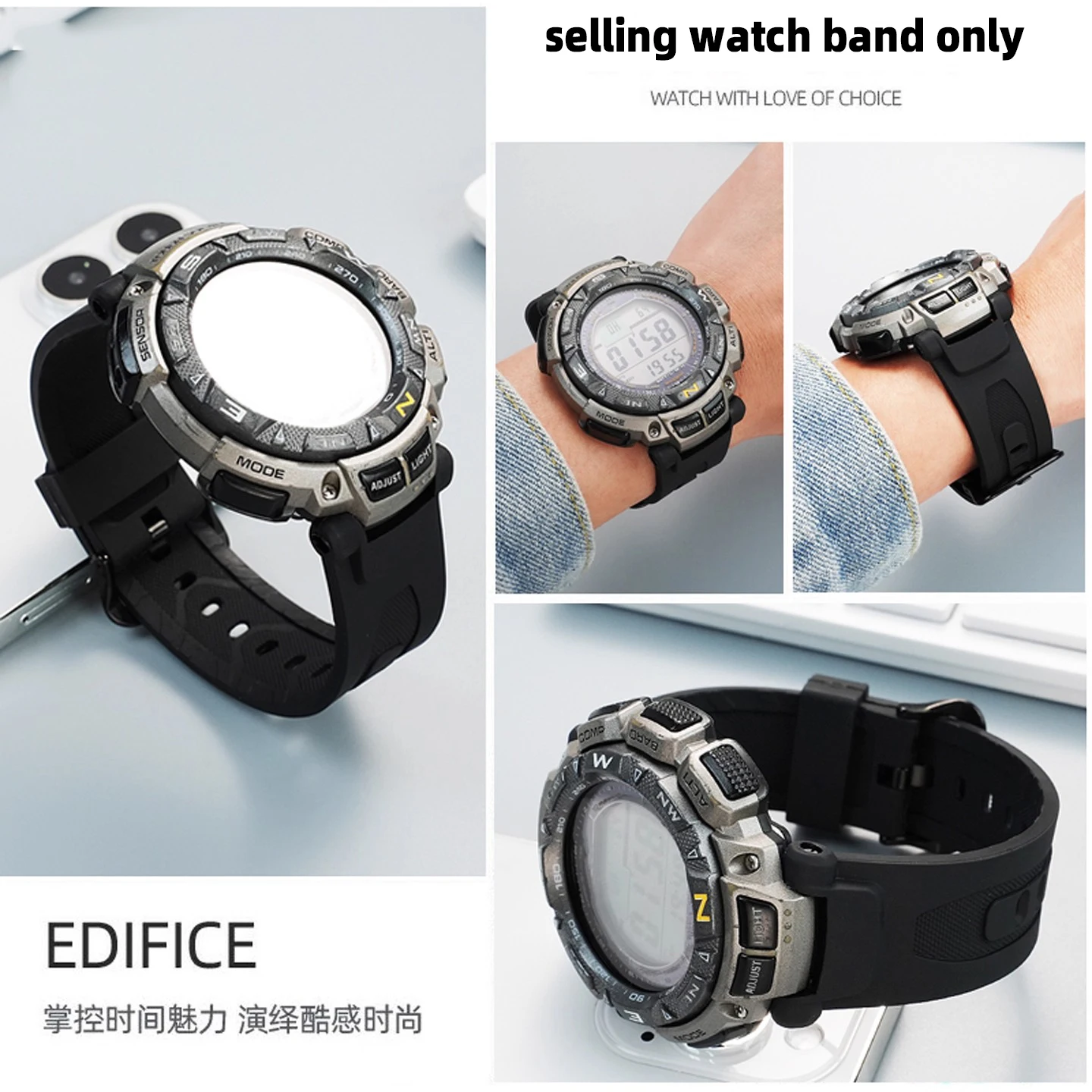 ل كاسيو PRE-TREK PRG-240 PRG-40 PAG-40 حزام الساعات الراتنج حزام ساعة اليد معصمه استبدال سوار الإكسسوار مع أداة مفك البراغي