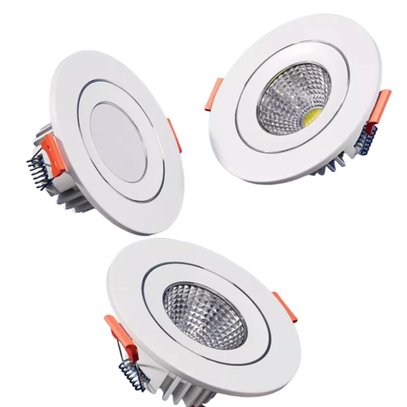 Dimmable LED COB Spotlight Ceiling Lamp AC85-265V 110V 5w 7w Aluminum Recessed Downlight Round Panel Light Indoor Lighting
