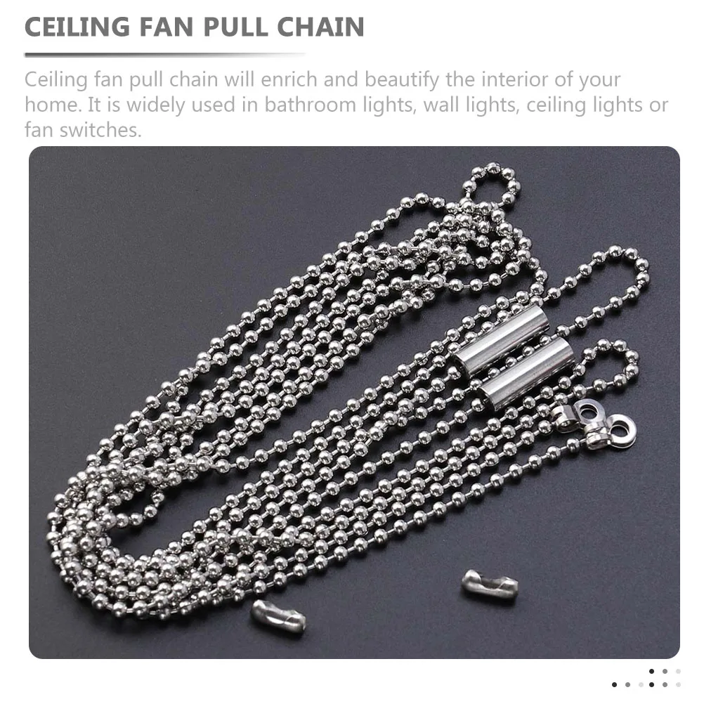 

4 Pcs Ceiling Fan Pull Chain Wall Light Switch Rope Metal Chains for Fixtures Decorative Durable Home BathroomLights