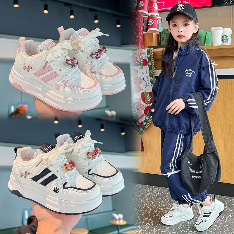 2026 Kids Cartoon Casual Sneakers, White Shoes for Boys & Girls, Breathable Spring Walking Shoes for Big Kids