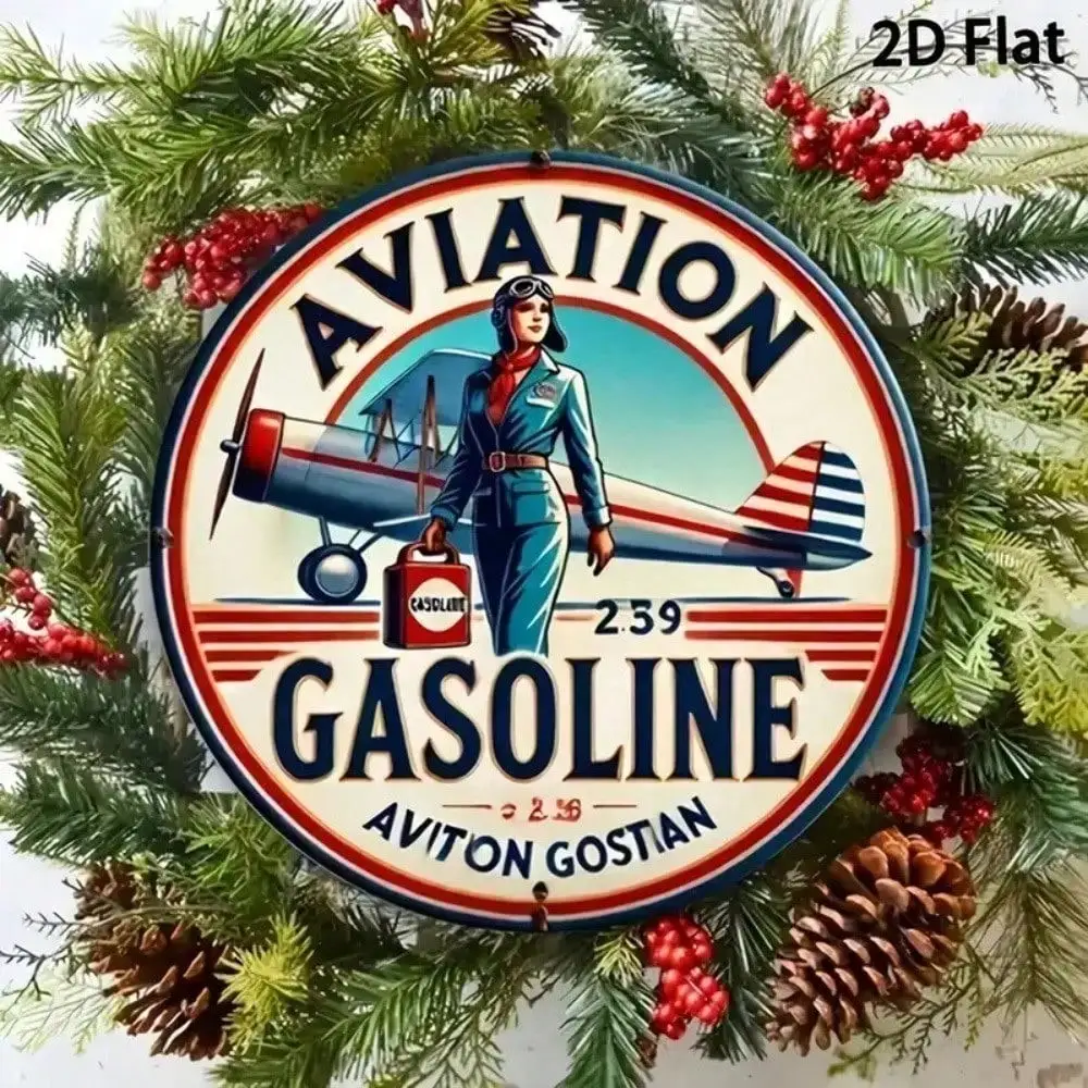 HALO Round Aviator Aluminum Sign Vintage Metal Tin Plaque Weatherproof Wall Decor for Man Cave Bar