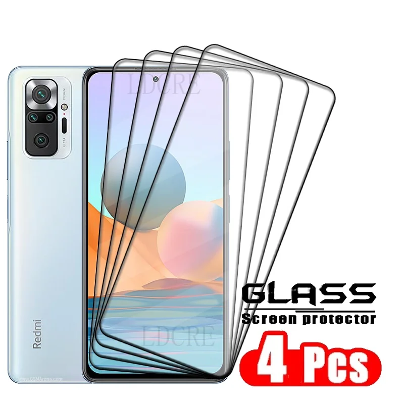 4 Stück für Xiaomi Redmi Note 10 Pro Glas Redmi Note 10 Pro Glas neue Voll abdeckung Kleber 9h HD für Displays chutz folie Redmi Note 10 Pro