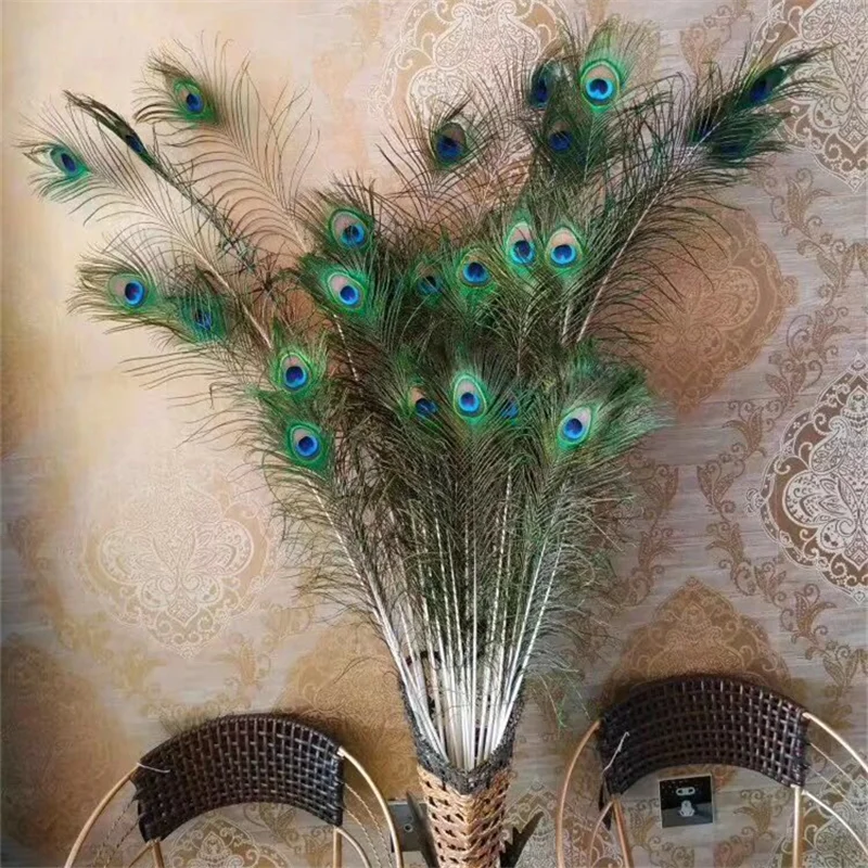 Wholesale Real Peacock Feathers 50pcs/lot Natural Plumes For Crafts Carnaval Party Table Centerpieces Home Decorative Feather