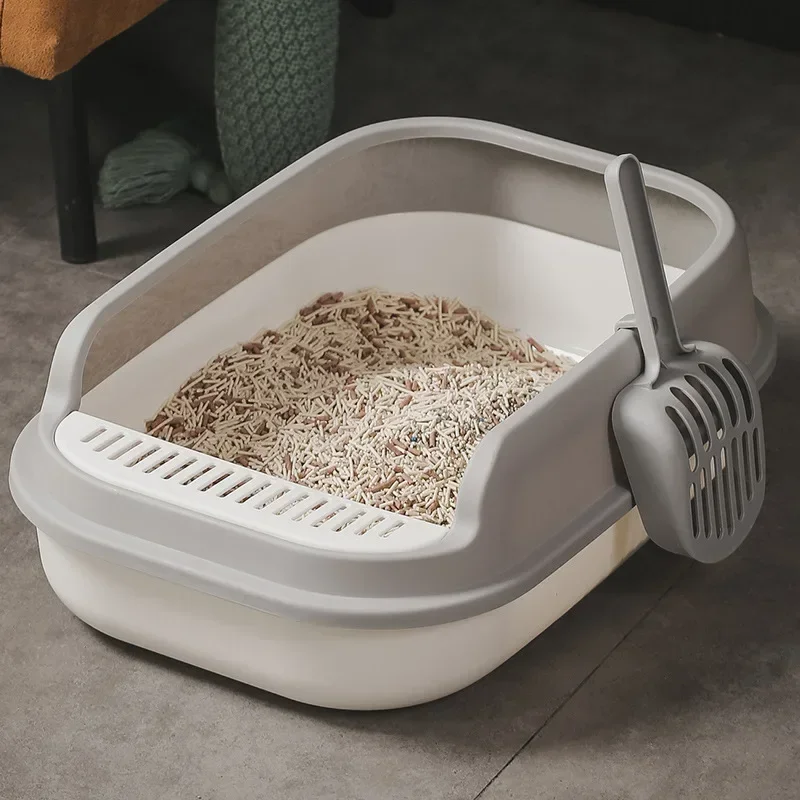 Semi-enclosed large cat litter box thickened splash-proof cat toilet pet supplies cat litter box with shovel