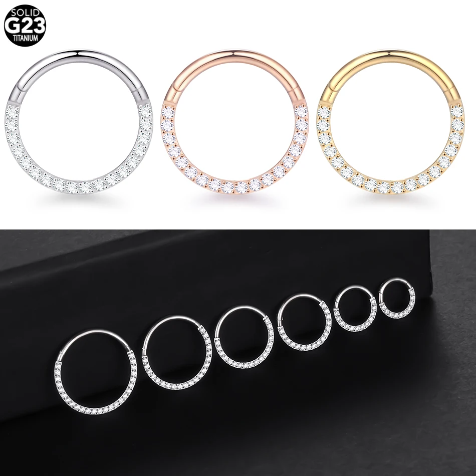 

1Pc 6-14MM G23 Titanium Nose Rings Hinged Segment Ear Cartilage Tragus Earrings Helix Hoop Septum Clicker Piercing Women Jewelry