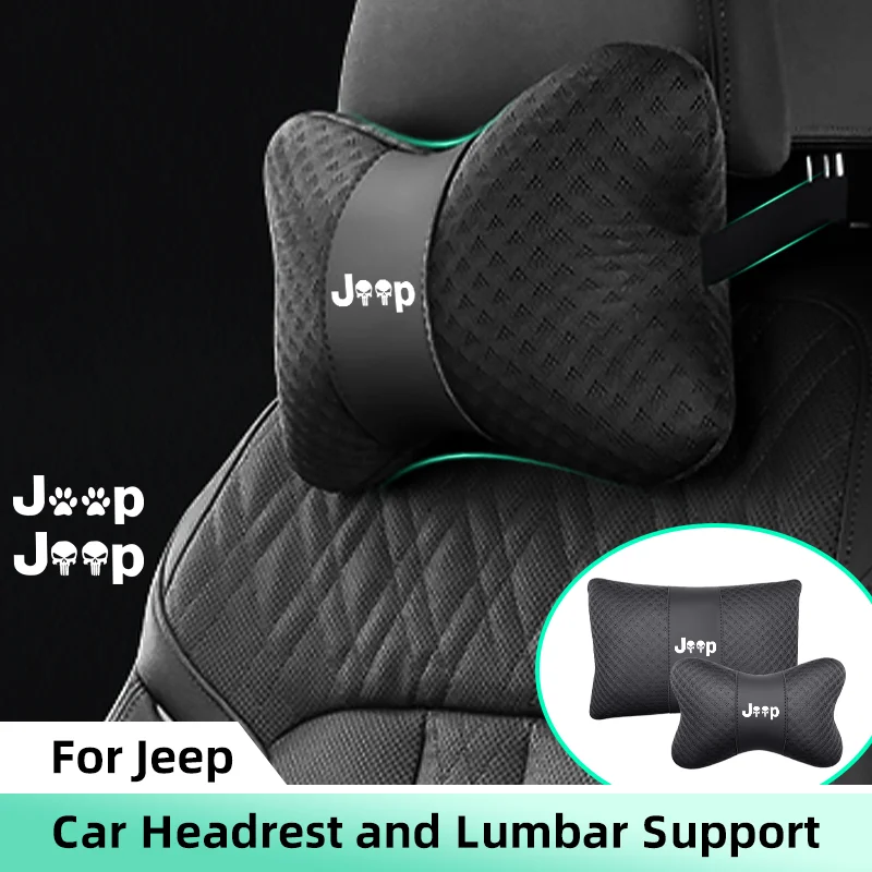 Car Headrest Lumbar Support Lumbar Cushion for Jeep Renegade Compass Wrangler JK JL Auto Seat Neck Pillow Backrest Lumbar Pillow