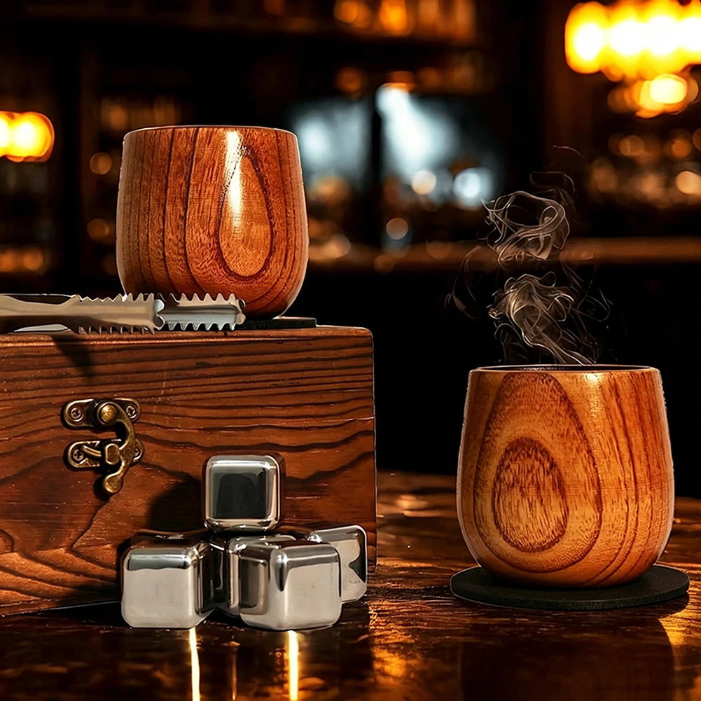 Charred Wooden Whiskey Glasses - Old Fashioned Glass ulasan dan harga