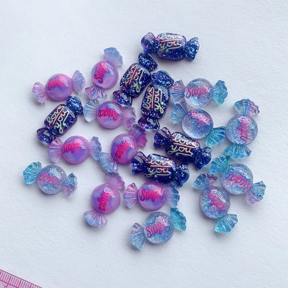 10pcs Mini Kawaii Resin Shining Candy Flat Back Cabochons Scrapbook Diy Party Hairpin Accessories Home Decoration Craft