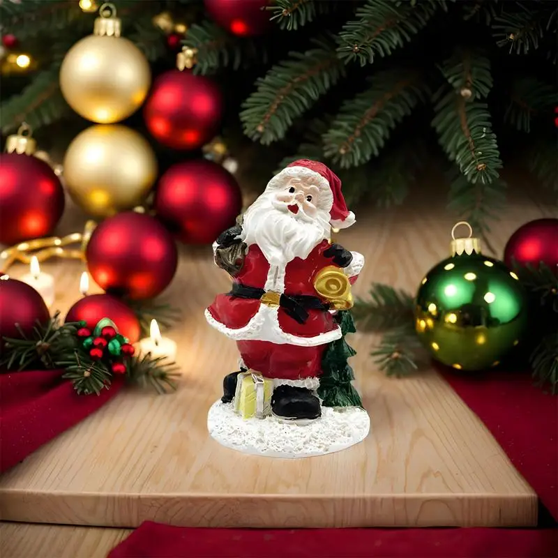 Christmas Santa Decor Waterproof Resin Standing Santa Claus Farmhouse Christmas Decor Desktop Ornament Tiered Tray Decor For
