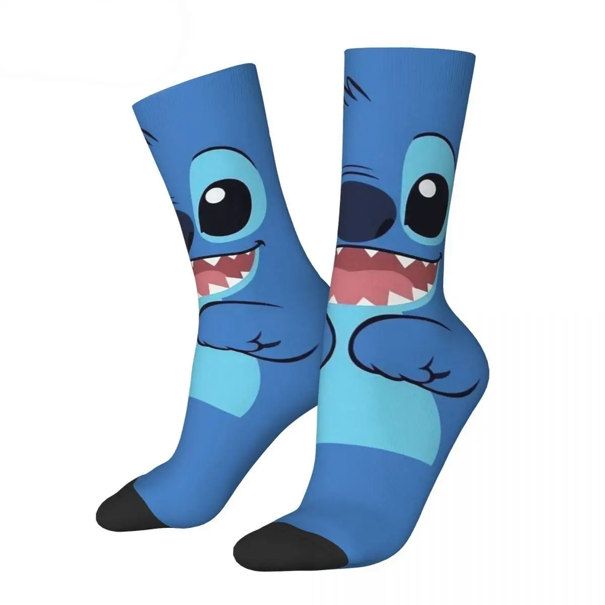 Hip-hop Lilo And Stitch Face Basketball Socks New Cartoon Polyester Middle Tube Socks for Women Men Sweat Absorbing