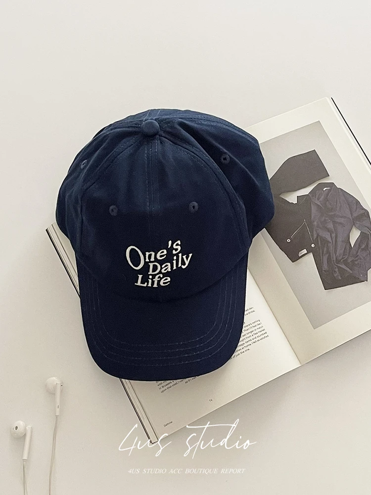 Versatile soft top baseball cap women's spring new sunscreen embroidery letters show face small cap men