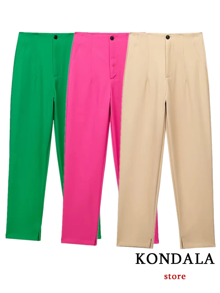 KONDALA donna Office Lady Solid pantaloni lunghi moda 2023 autunno Vintage pantaloni larghi eleganti Pantalones femminili pantaloni Streetwear