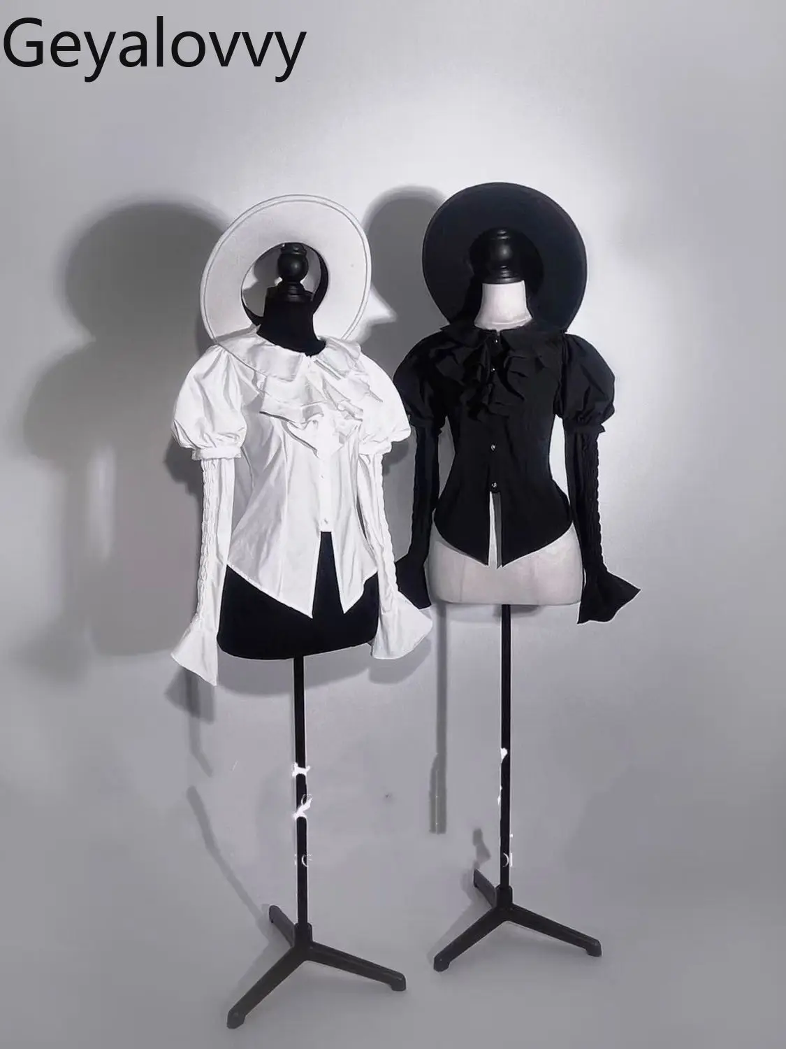 

Japanese Lolita Ruffle Collar Versatile New Design Tie Waist Shirt Black and White Sweet Solid Color Slim Fit Inner Tops