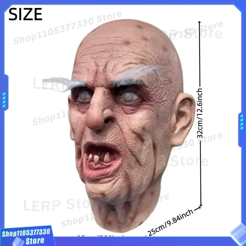 Funny Old Man Latex Mask Horror Halloween Party Prop Realistic Elderly Face Headgear Cosplay Costume Accessory for Men Women