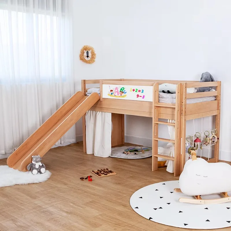 Latest Design Bedroom Furniture Wooden Children's Bed with Obstacles Toddler Montessori Floor Bed Crib Design Children's Bed