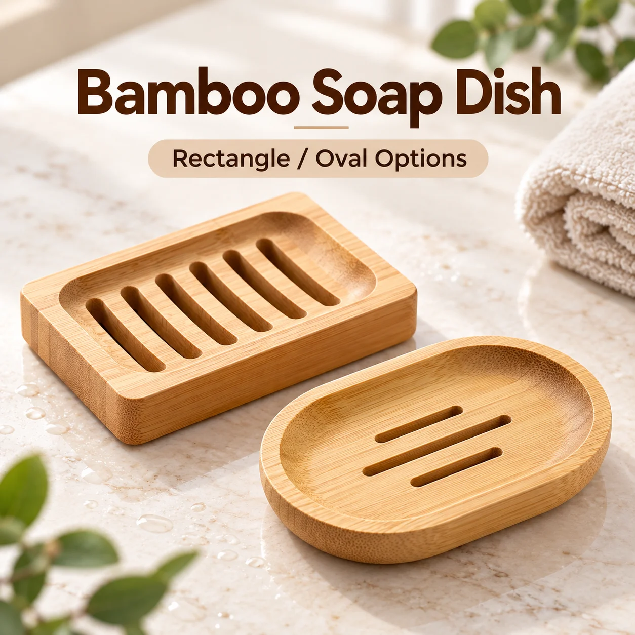 1/2PCS Bamboo Soap Dish with Drainage Slots Wooden Soap Holder for Bar Soap Shampoo Bars Bathroom Sink Shower Vanity Countertop