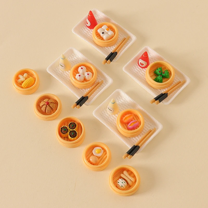 

1/12 Dollhouse Simulated Chinese Breakfast Set Dollhouse Mini Kitchen Food Decoration For Kid Pretend Play Toys