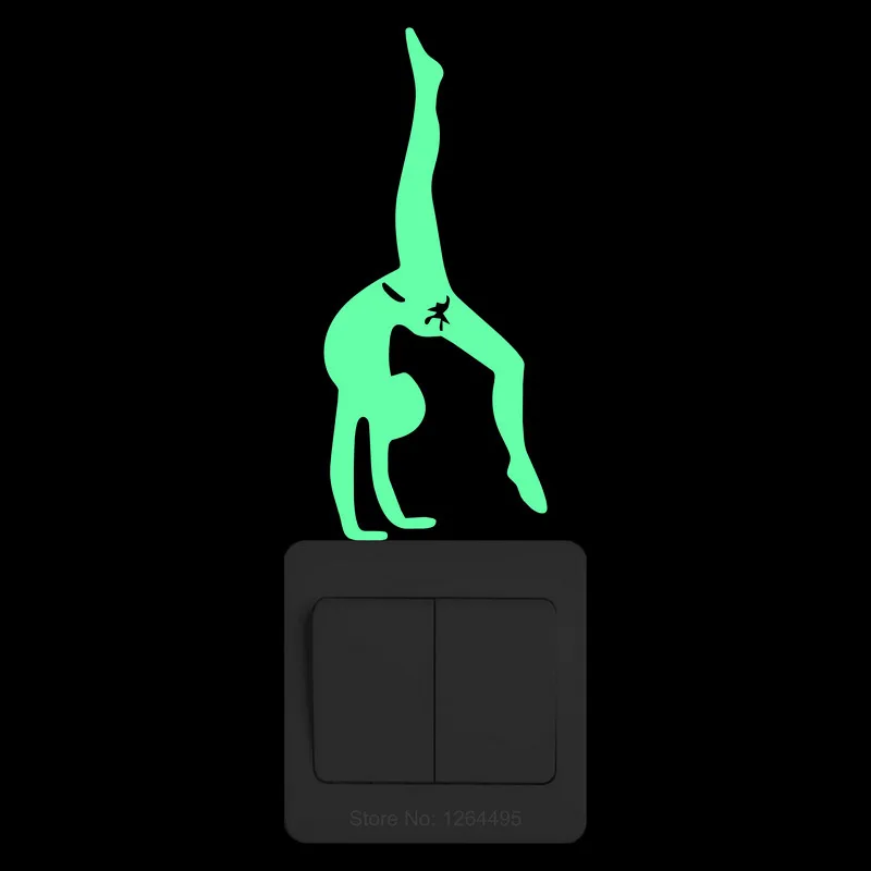 Ragazza Gymnast Glow Sticker formazione di danza istituto interruttore a parete decorazione porta del frigorifero telefono portatile Car Body Window