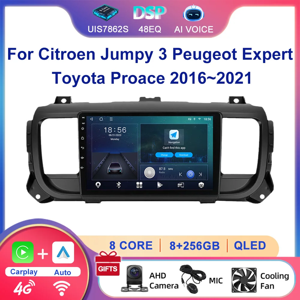 2 Din Touch ScreenรถGpsนําทางมัลติมีเดียAndroidวิทยุสําหรับCitroen Jumpy 3 Peugeot Expert Toyota Proace 2016 ~ 2021