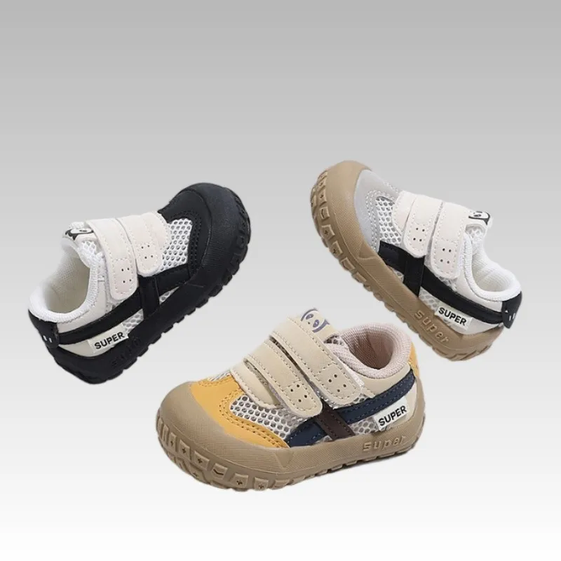Kids walking shoes spring summer 2026 new wide toe anti-collision men's baby casual shoes, anti slip girls' single net sandals