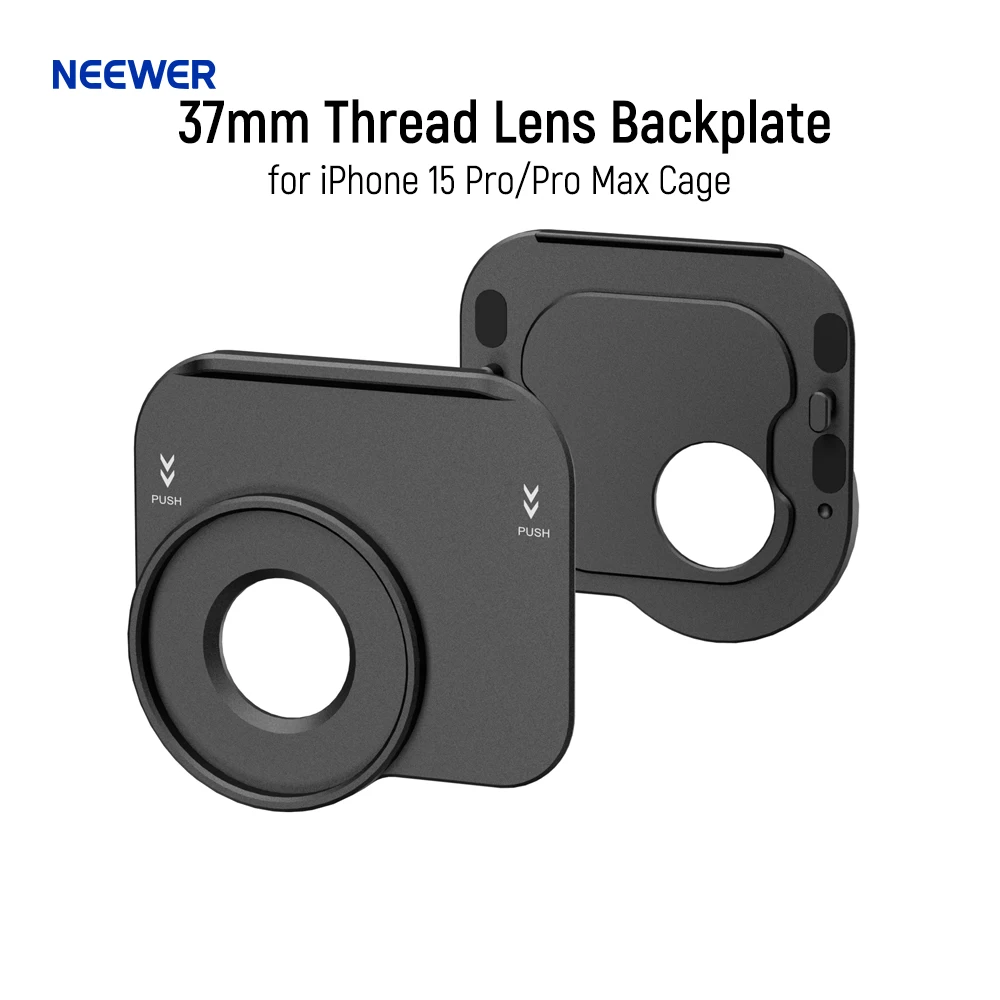 NEEWER 37mm Thread Lens Backplate for iPhone 15 Pro/Pro Max Cage Quick Release Snap On Phone Lens Mount Adapter