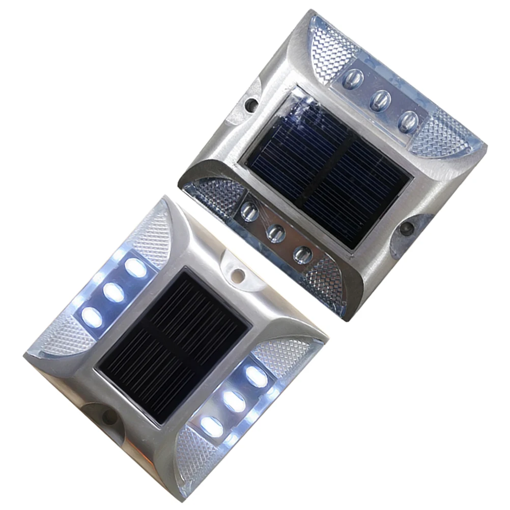 

10 Pcs Solar Powered LED Road Studs Waterproof High Luminous Safety Lights Energy Saving Roadway Indicators