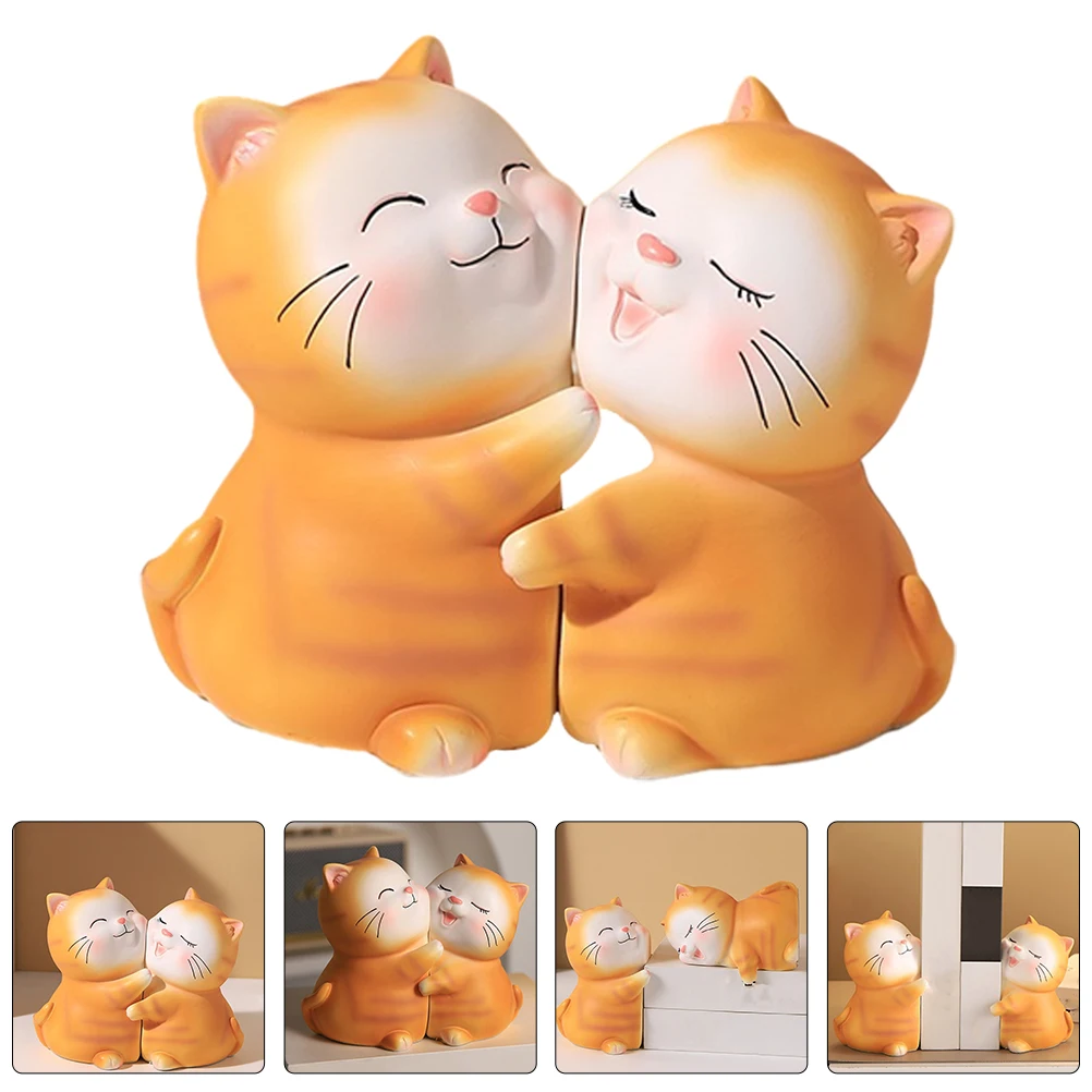 

1 Pair Cartoon Cat Resin Bookend Creative Desktop Bookends Hugging Design Office Book Shelf Stopper Decorative Tabletop