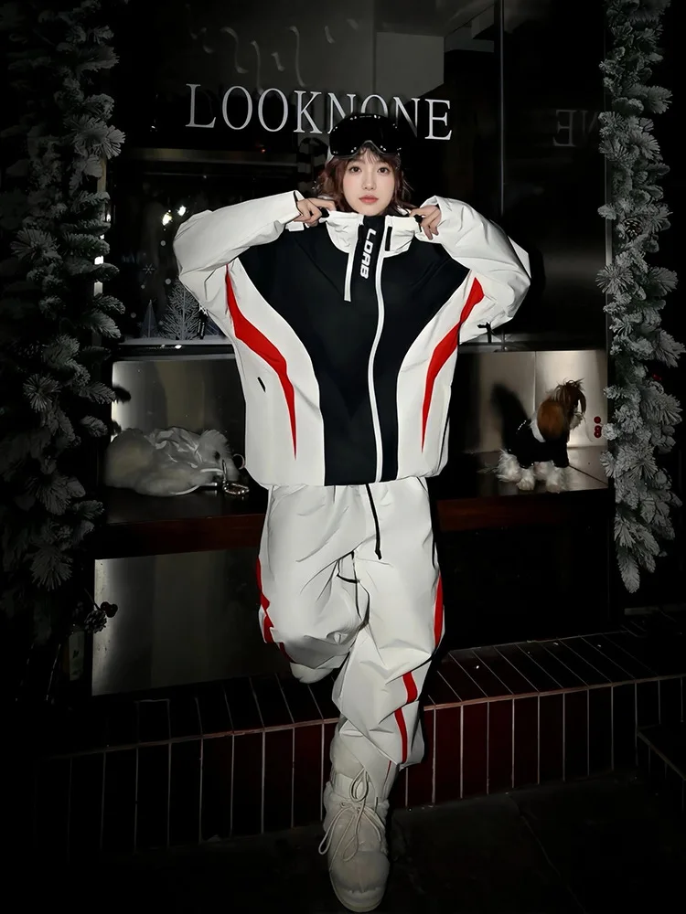 Профессиональный женский лыжный костюм 2025, зимний водонепроницаемый комплект для сноуборда, теплая утолщенная куртка, брюки, зимняя одежда, одежда