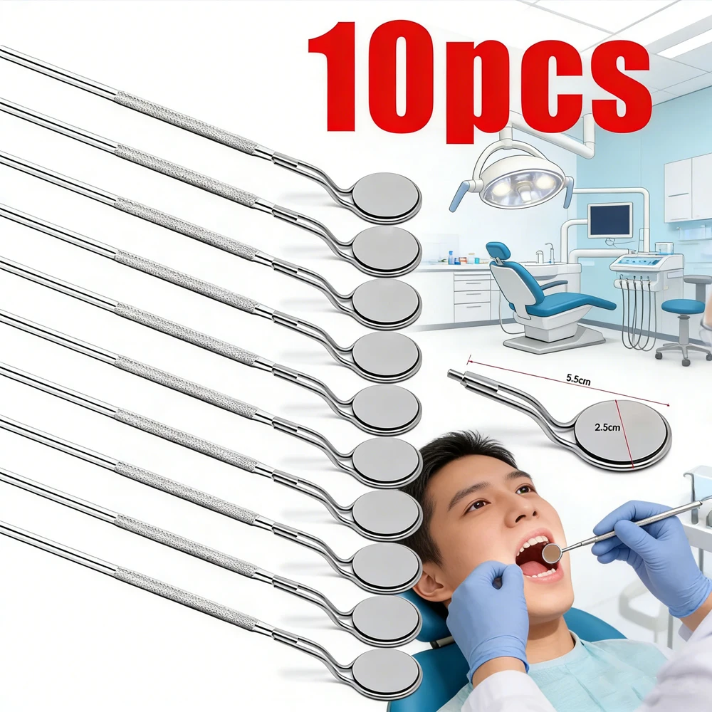 

5 or 10 Set Dental Mouth Mirror Anti Fog Rhodium Coated Double Sided Reusable Oral Exam Mirror for Dentists and Clinical Use