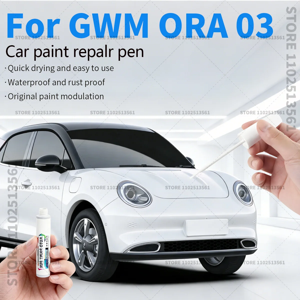 Paint Repair Pen Touch Up Scratch Remover DIY Car Accessories For GWM ORA 03 Green Blue Red White Cream green Beige Grey