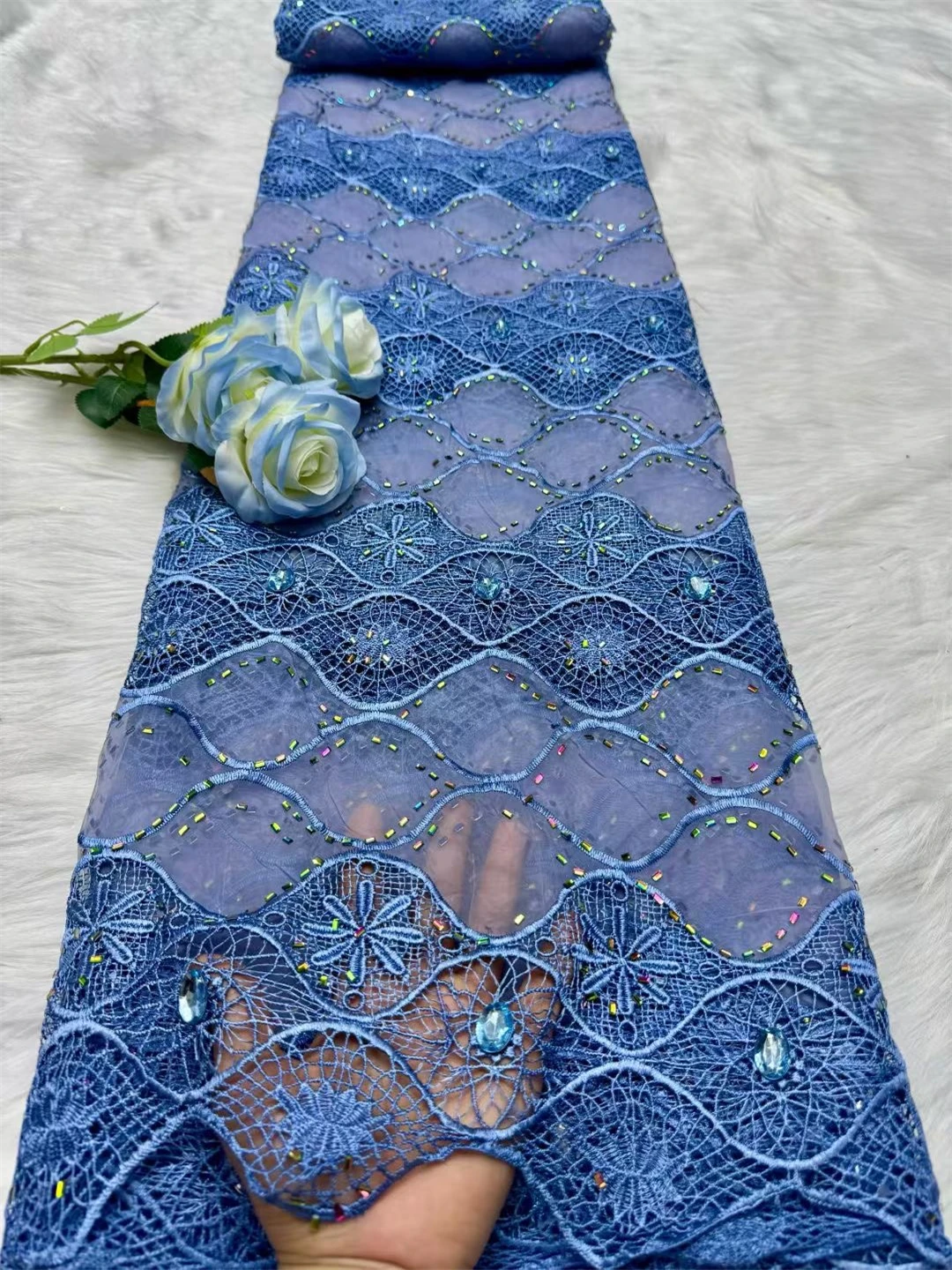 Lace Swiss Voile Lace In Switzerland 2026 High Quality African Chiffon Lace Fabric With Rhinestone for Wedding Party Dress