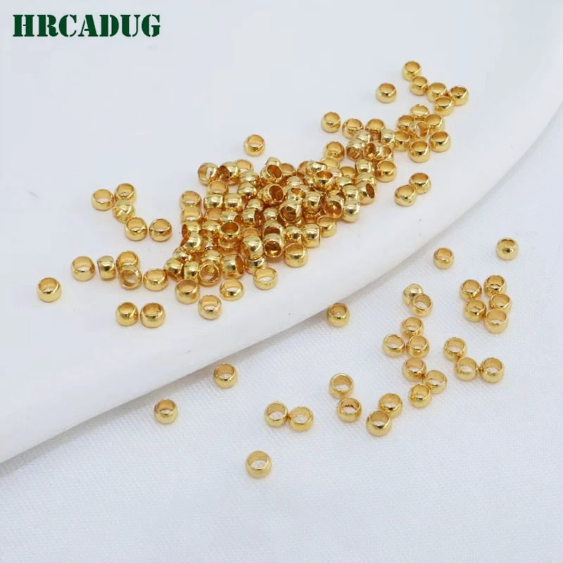 Wholesale 100PCS Ball Crimp Beads 18K Gold Plated Locating Stopper Spacer End Beads For DIY Jewelry Making Supplies Accessories