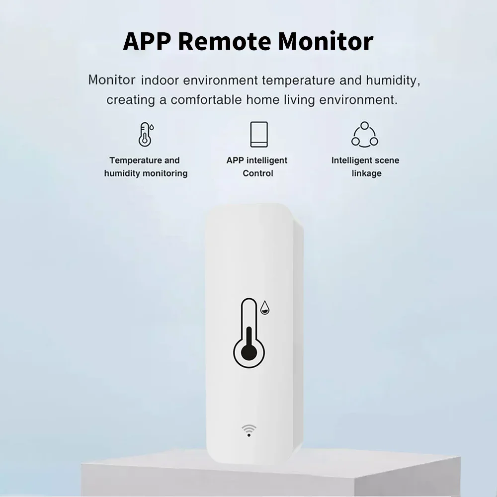 Sensor WiFi de temperatura y humedad, Monitor de aplicación remota para hogar inteligente var SmartLife, funciona con asistente de Google Alexa