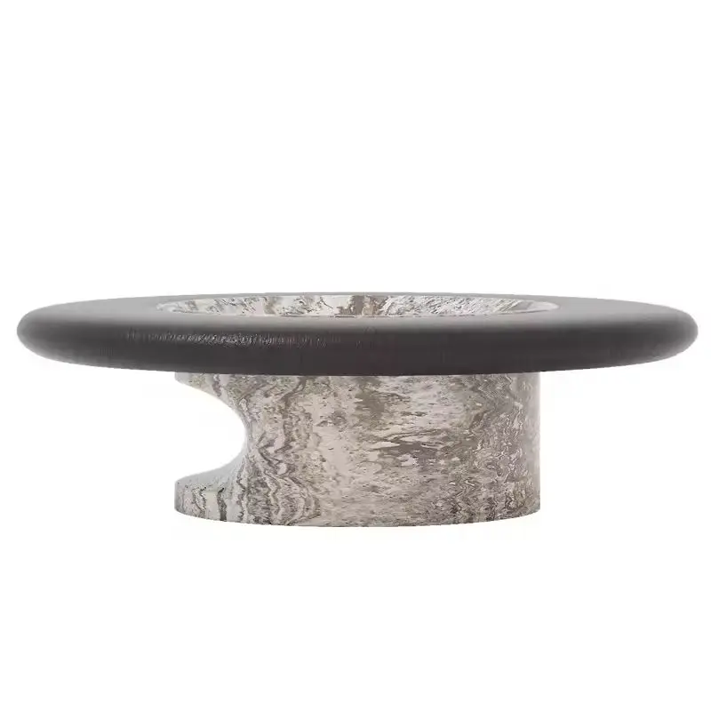 *Italian Designer Marble-travertine Coffee Table, Minimalist and Adjustable, Durable for Home Office and Living Room Use.