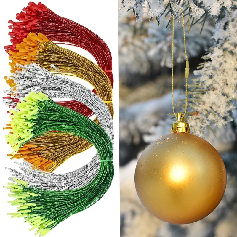 

100pcs 20cm Christmas Ball Rope Christmas Tree Tags Hanging Pendant Ornament Polyester String Xmas Home Decoration New Year Noel