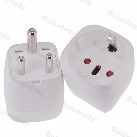 EU to India Travel Plug Adapter Universal Power Converter 3-Pin Round AC Adapter Plug D Type for Sri Lanka, Nepal, Congo
