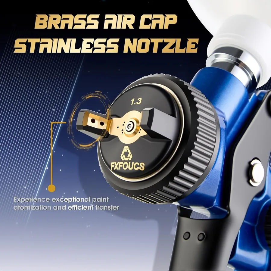 HVLP Spray Gun with 1.3mm Nozzle Car Paint Gun Premium Tool Kit Perfect for a Wide Range of Applications Including car Automoti