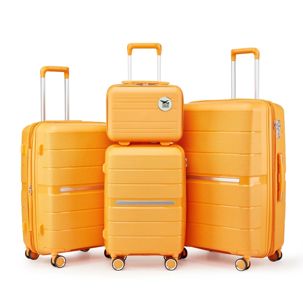 

4 Piece PP Expandable Luggage Set 14/20/24/28 Inch Lightweight Durable Suitcase Spinner Wheels Travel Luggage