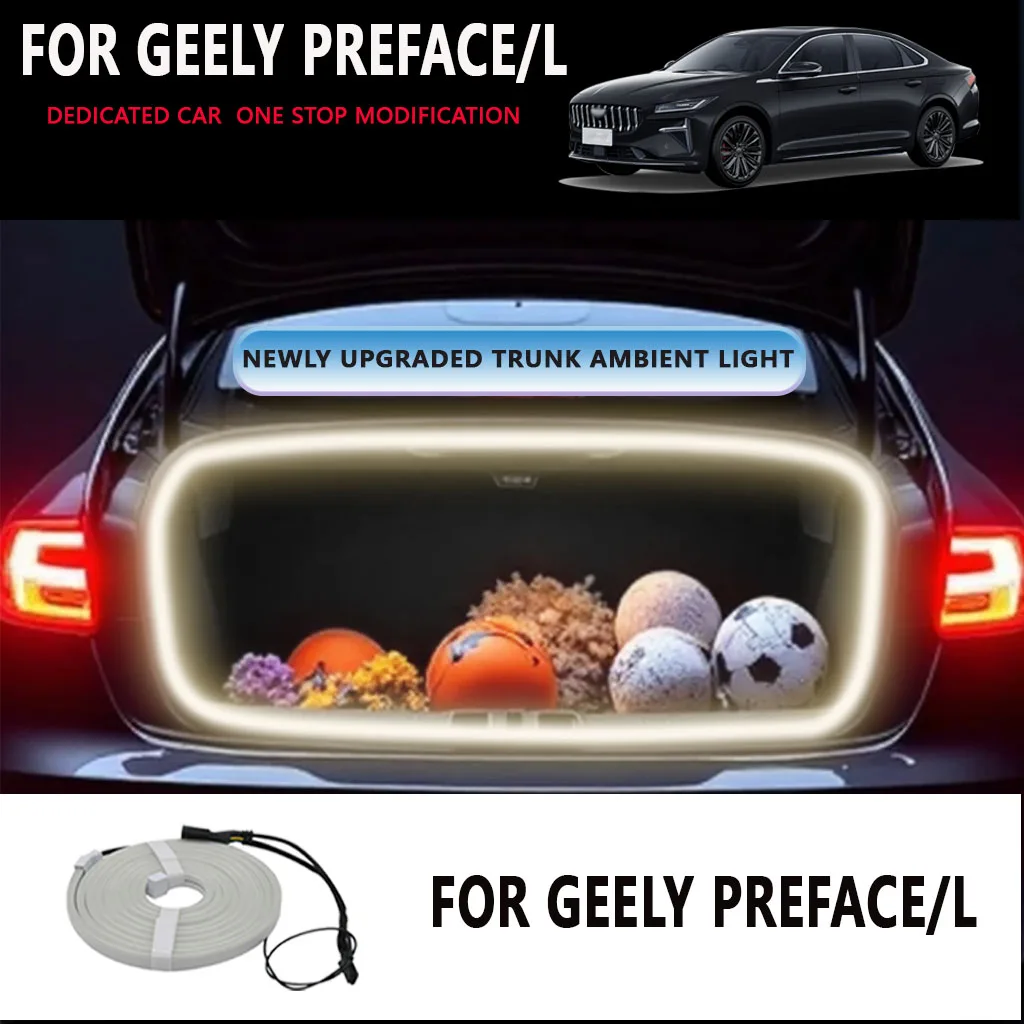 

ДЛЯ GEELY PREFACE/L задний багажник, светодиодные полосы, декоративная лампа для интерьера багажника, автоматический атмосферный светильник для багажа