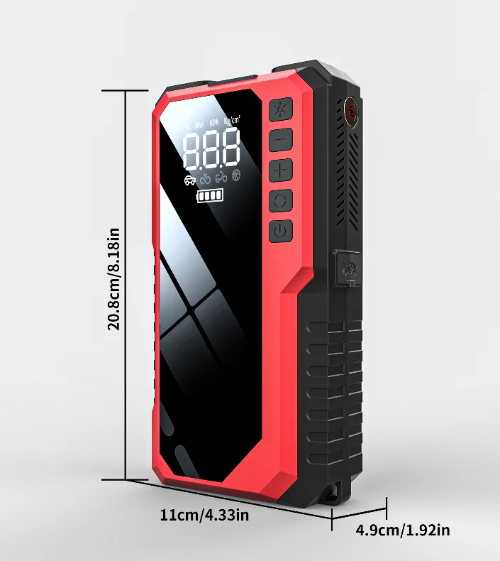 Car & Motorcycle Jump Starter Power Bank With LED Light 800A Peak Current-Portable For Freezing Weather Stranded Road Use