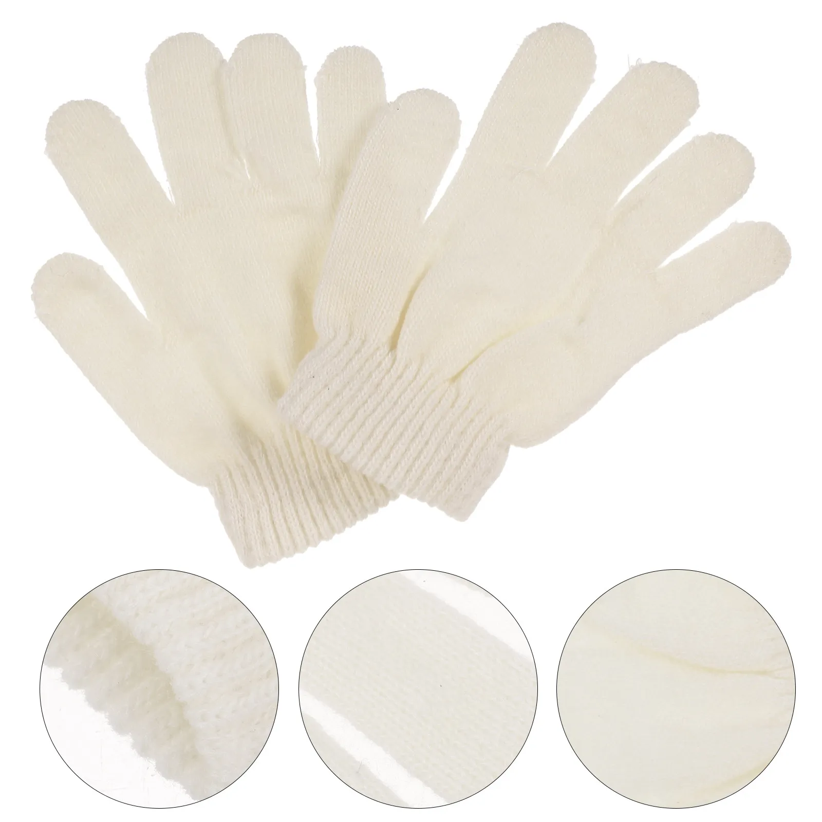 

Children'S Warm Gloves 4-12 Years Old Solid Color Knitted Five Finger Winter Gloves For Kids Outdoor Play