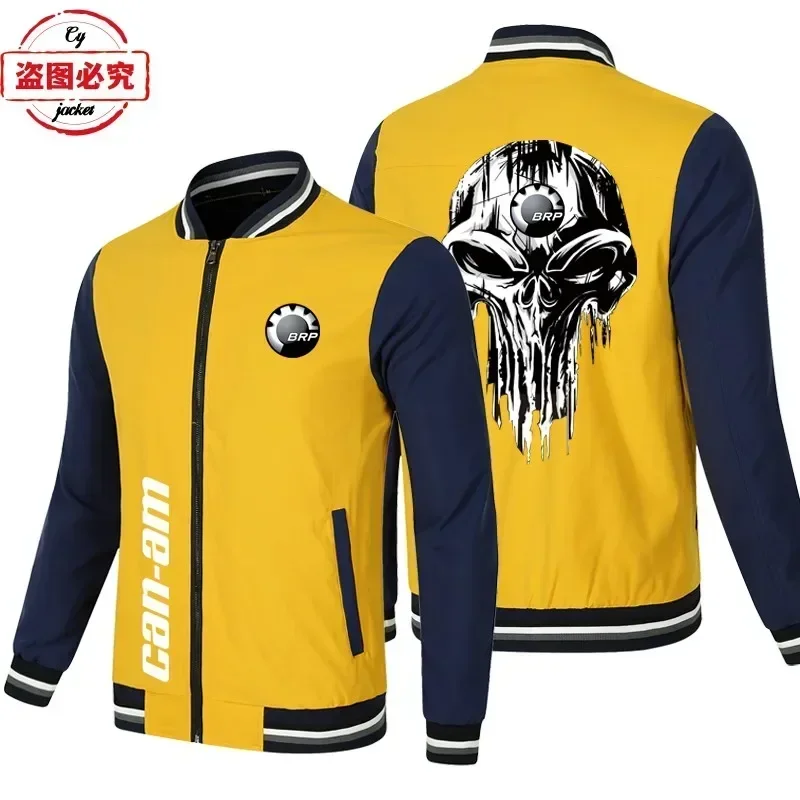 European size CAN-AM Motorcycle logo jacket loose long-sleeved men's color matching top baseball jacket group cycling suit